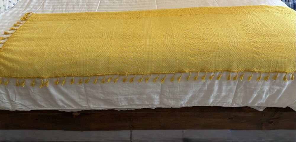Sunny Yellow Lace Valance Rod Pocket Fringe 60x18 (20 W/ Fringe)